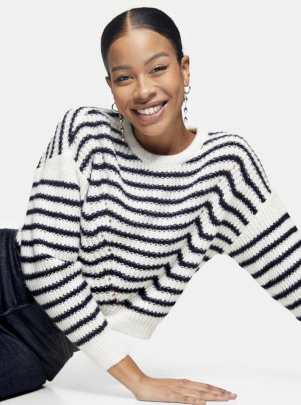 Topshop Stripe Knitted Sweater size L Made in Turkey A003079